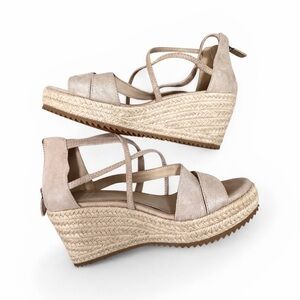 Eileen Fisher Wanda Tumbled Espadrille Wedge Sandals Sz 6.5 Trending Spring